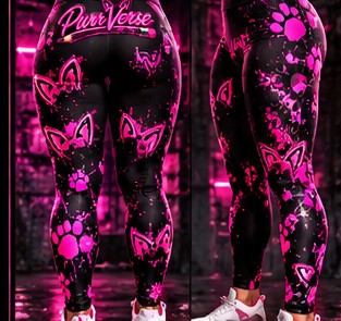 Purr Verse Leggings Black and pink